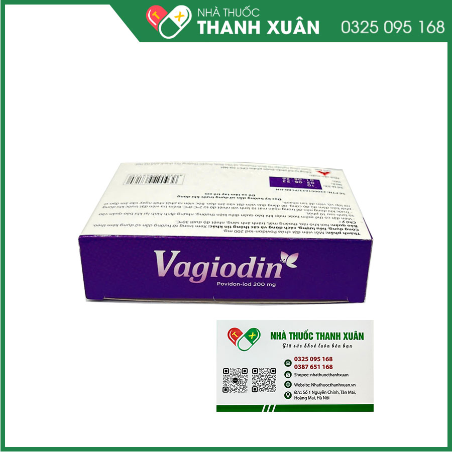 Viên đặt phụ khoa Vagiodin giảm nấm ngứa, huyết trắng, viêm cổ tử cung